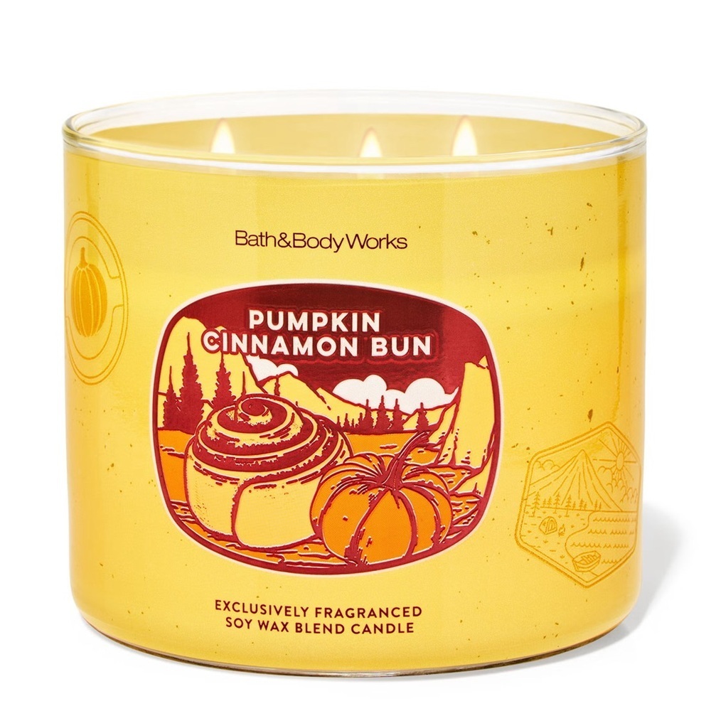 Bath & Body Works Pumpkin Cinnamon Bun Candle - Warm Yellow